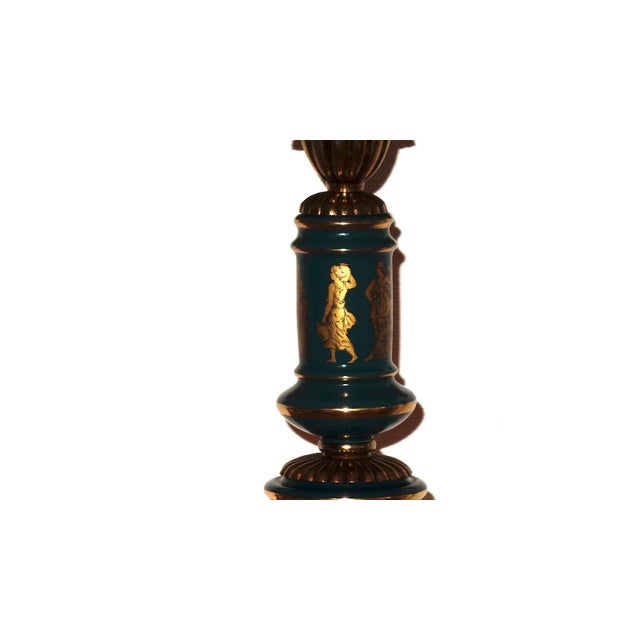 Antique Empire French Brass and Porcelain Table Lamp, 1920s, in Very Good conditions. Designed 1920 to 1949 I have...