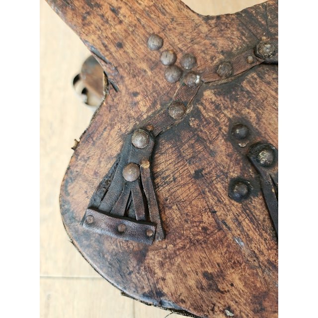 19th-Century Primitive Wood, Leather & Iron Fireplace Bellows With Studded Folk Art Decoration For Sale - Image 18 of 18