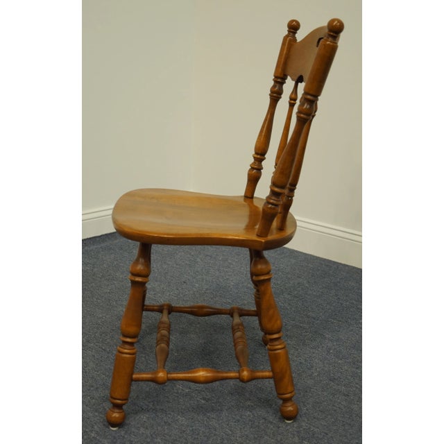 Wood Set of 4 Ethan Allen Heirloom Nutmeg Maple Colonial Spindle Back Dining Side Chairs 10-6002 For Sale - Image 7 of 13