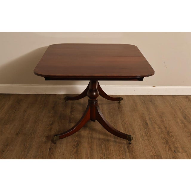 Regency Style Banded Mahogany Double Pedestal Dining Table With 2 Leaves For Sale - Image 17 of 18