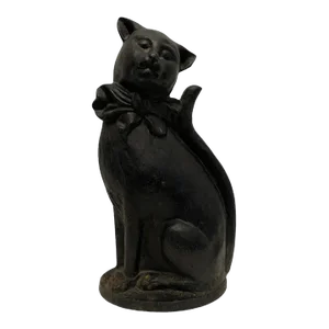 Antique Cast Iron Black Cat Fireplace Stand Doorstop
