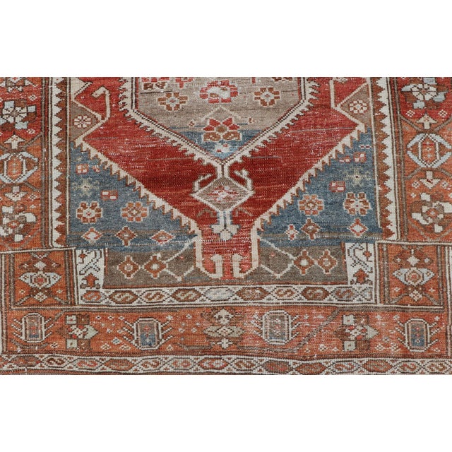 Antique Persian Hamadan Rug With Central Mihrab Motif & Earth Tones 3'10 X 7'6 For Sale - Image 4 of 12