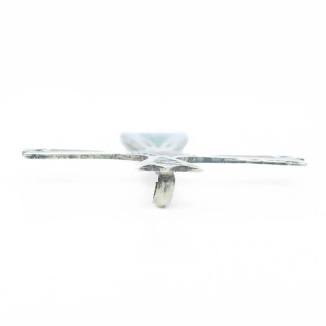 Vintage Southwestern Silver, Turquoise, and Coral Pendant Cross for a Necklace For Sale - Image 9 of 12