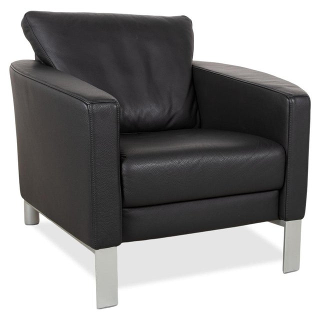 Modern Black Leather 1200 Armchairs from Rolf Benz, Set of 2 For Sale - Image 3 of 16