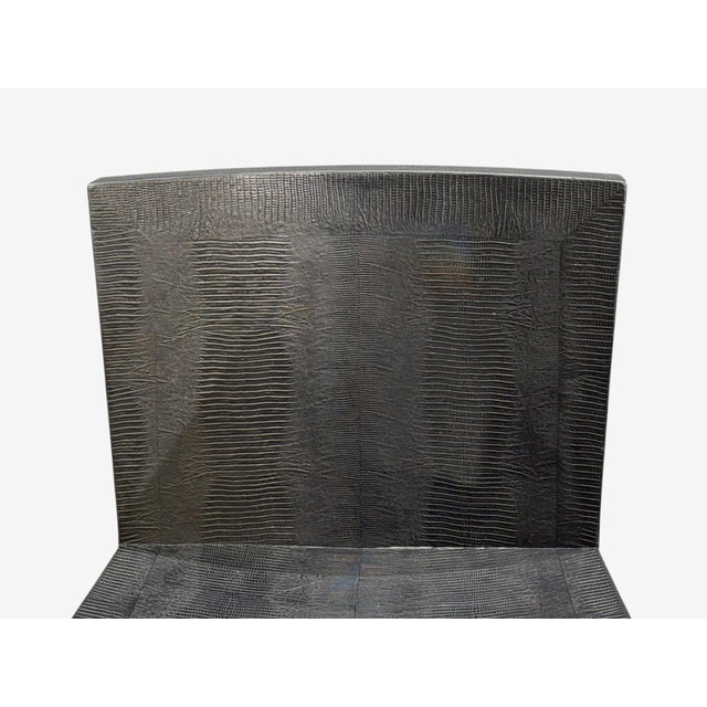 Metal Karl Springer, JMF Barstools, Embossed Lizard Leather, Brass, Usa, 1986 For Sale - Image 7 of 12