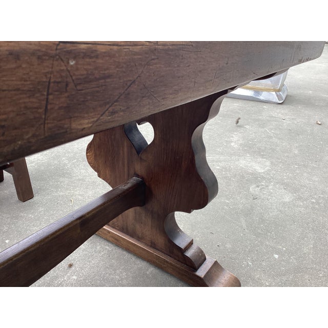 French French Vintage Solid Oak Monastery Table For Sale - Image 3 of 12
