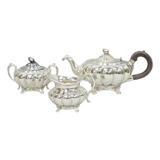 Antique 1881 Rogers 7377 Art Nouveau Silver Plated Tea Service Set - 3 PCS For Sale