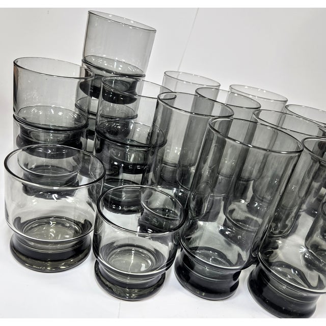 Smoked Glass Stacking Barware- Set of Twenty-Four For Sale - Image 4 of 12