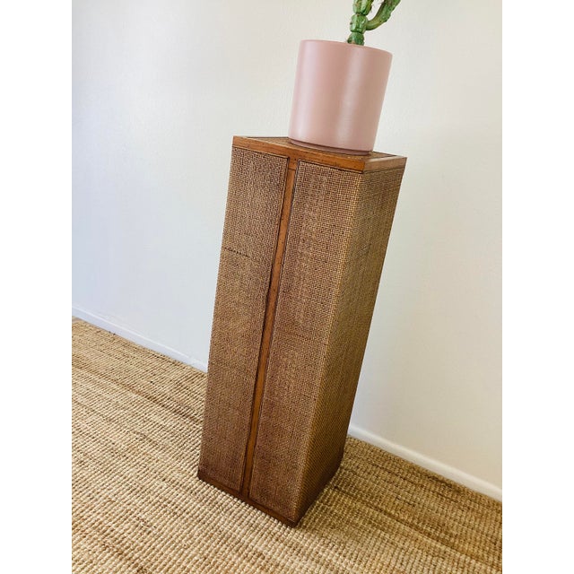 Vintage 1970s Woven Rattan / Reed Tall Art Pedestal For Sale - Image 11 of 12