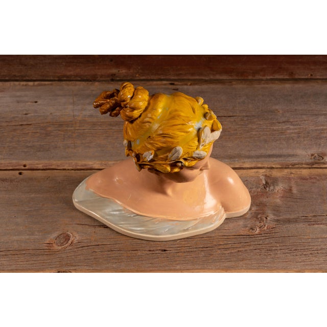 Early 20th Century "Poesia" ("Poetry") | After Antonio Garella Painted Plaster Bust For Sale In Chicago - Image 6 of 10
