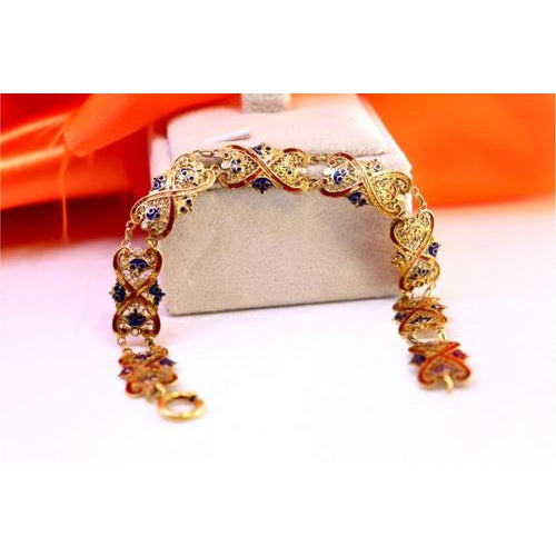 Enamelled Gold Bracelet with Articulated Links For Sale - Image 3 of 7