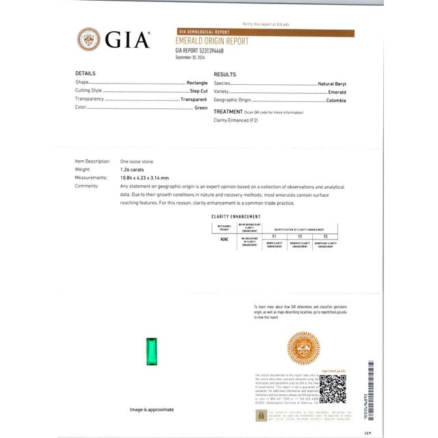 1.2cts Colombian Emerald Necklace With Natural Diamonds Accents: Solid 14k Gold For Sale - Image 16 of 16