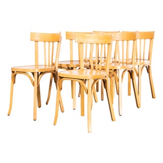 Bleached Bentwood Tri Back Dining Chairs from Baumann, 1950s, Set of 6 For Sale