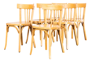 Bleached Bentwood Tri Back Dining Chairs from Baumann, 1950s, Set of 6