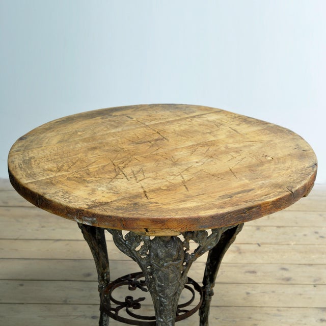 Cast Iron Garden Table with Pine Top, 1890 For Sale - Image 3 of 11