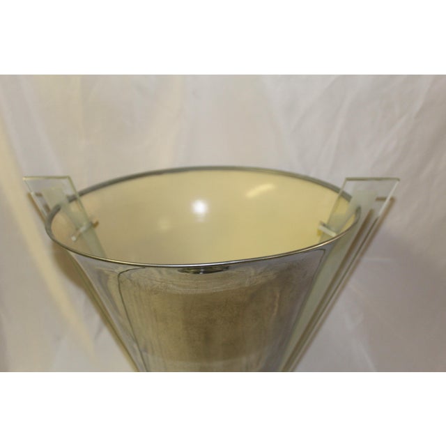 Original Art Deco Glass Inserts Polished Chrome Finish Up-Light | Chairish
