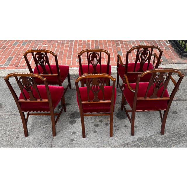 Vintage Mahogany Hepplewhite Style Set of Six Dining Chairs For Sale - Image 11 of 12