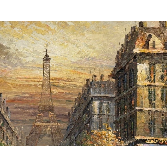 20th Century Vintage Paris Street Scene Oil Painting For Sale - Image 9 of 11