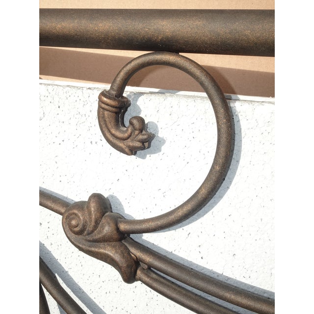 Brown Metal King Sleigh Bed Set Frame Headboard Medalion and Ornate Scrolls For Sale In Los Angeles - Image 6 of 18