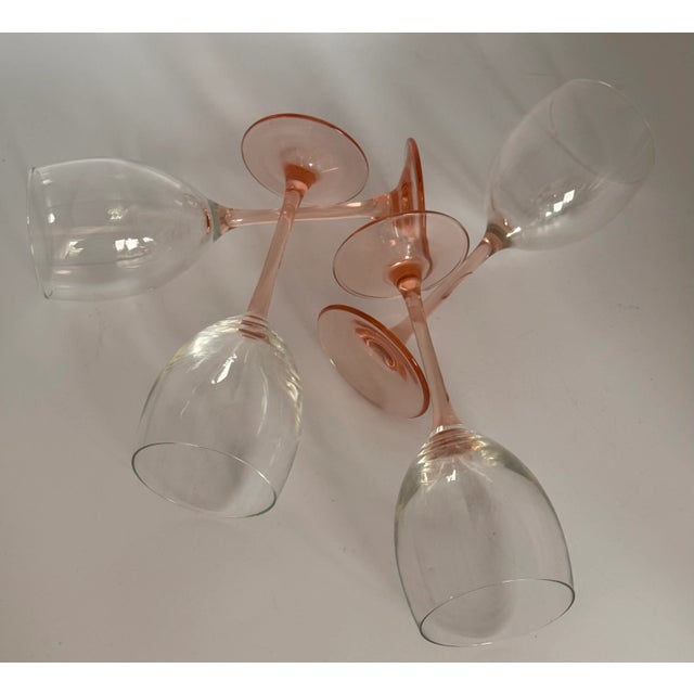 Blush Vintage Made in France Blush Pink Wine Glasses - Set of 4 For Sale - Image 8 of 16