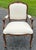 Classic Louis XV style armchair. Referred to as a fauteuil chair because of the open padded arms. Nicely carved crest and...