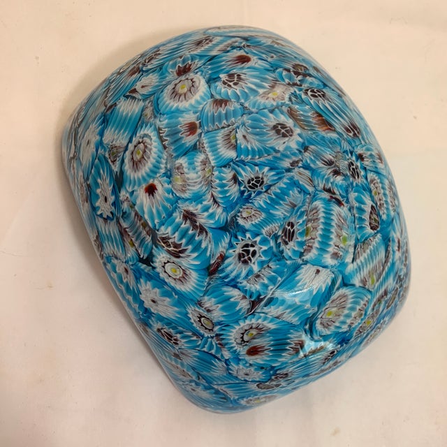 Vintage Mid-Century Murano Millefiori Blue Ruffled Glass Bowl - Fratelli Toso For Sale - Image 9 of 10