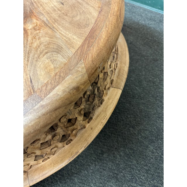 West Elm Carved Lattice Mango Coffee Table For Sale - Image 9 of 12