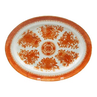 Circa 1830 Chinese Export Porcelain Orange Fitzhugh Platter For Sale