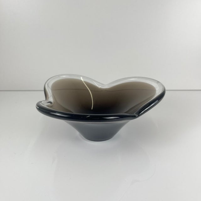 Free-Form Blown Smoked Glass Bowl, 1970 For Sale - Image 9 of 9
