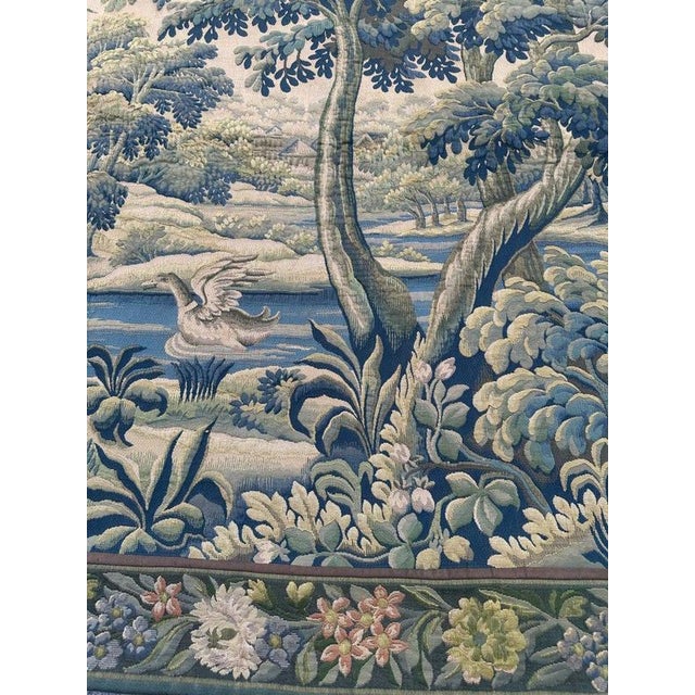 Green Mid-Century French Jacquard Halluin Tapestry with Verdure Mallard in the style of Aubusson, 1960s For Sale - Image 8 of 18