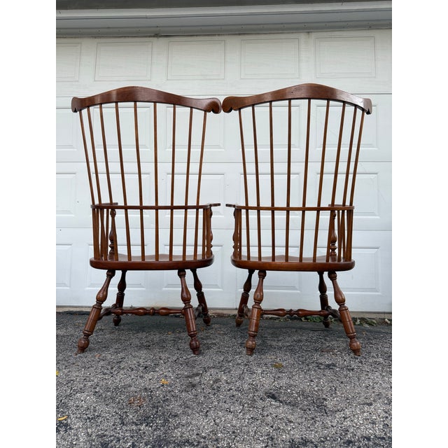 Stickley Comb Back Windsor Arm Chairs- A Pair For Sale In Milwaukee - Image 6 of 12