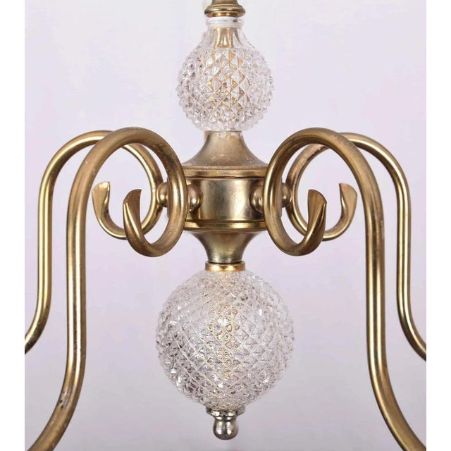 Brass chandelier combined with glass. Restored electrical installation: new cables, sockets and covers - ready to use....