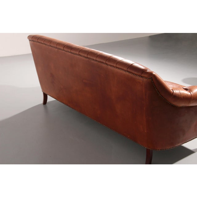 1960s Antiqued Chesterfield Leather Sofa, 1960 For Sale - Image 5 of 13