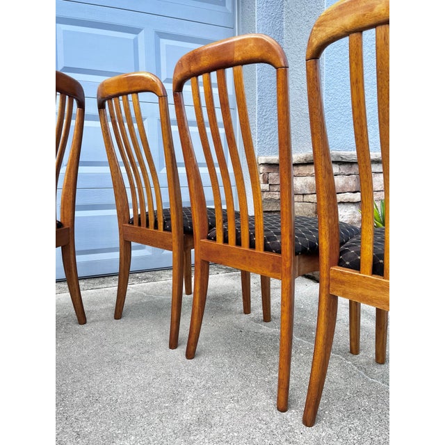 Wood Danish Mid Century Modern Style Dining Chairs | Set of Six in Benny Linden Style For Sale - Image 7 of 12