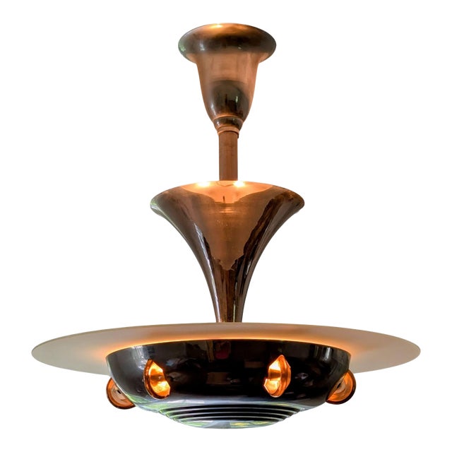 1930's French Art Deco Chandelier Attributed to Artelier Petitot For Sale