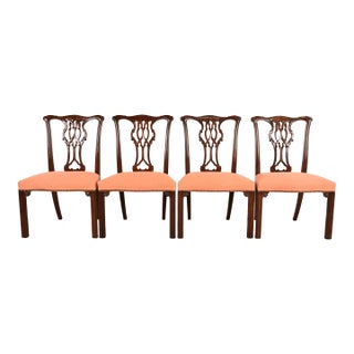 Baker Furniture Georgian Carved Mahogany Dining Chairs, Set of Four For Sale