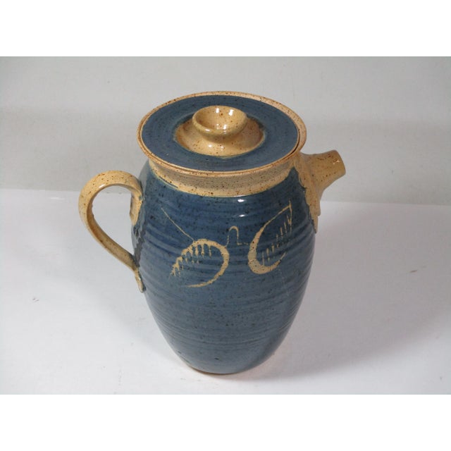 Rustic 1980s Studio Pottery Earthenware Beverage Jug For Sale - Image 3 of 8