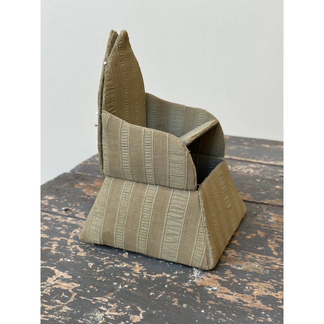 Vintage Miniature Pin Cushion Seersucker Chair With Hidden Storage, Circa 1920s-30s For Sale - Image 11 of 16