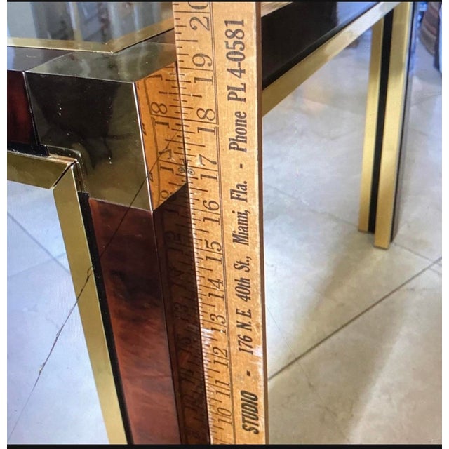 Vintage 80s Modern Faux Bois Brass Coffee Table For Sale In Miami - Image 6 of 8