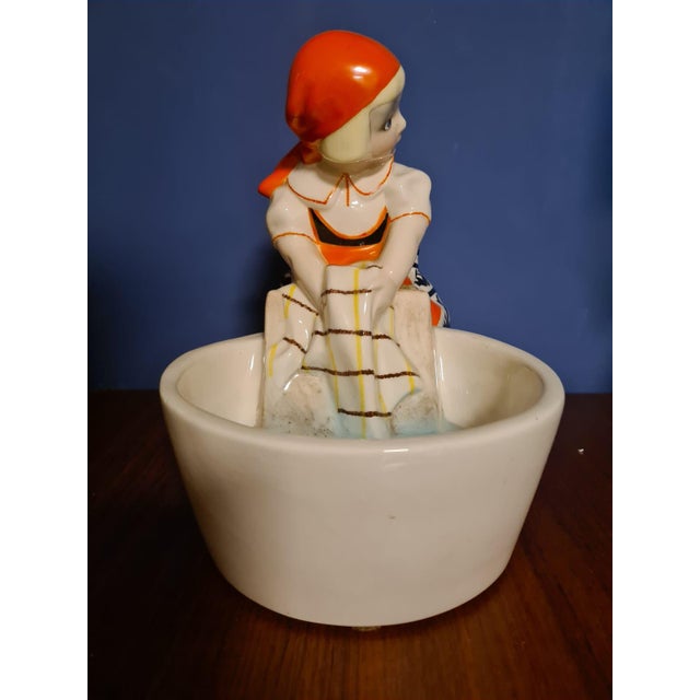 Ceramic Girl Washing Laundry Figure by Sandro Vacchetti for Essevi, 1940s For Sale - Image 7 of 15