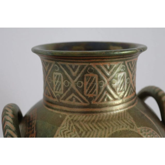 Metal Italian Hand Painted Glazed Ceramic Vase by Riccardo Gatti, 1950s For Sale - Image 7 of 18