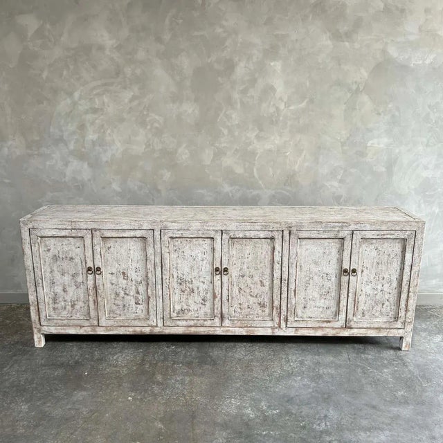 Large Reclaimed Wood Cabinet With 6 Doors For Sale - Image 4 of 11