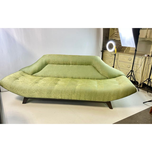 1960s Vintage Italian Luigi Tiengo Gondola Sofa, Scalamandre Starburst Silk Embroidered Upholstery For Sale - Image 14 of 15