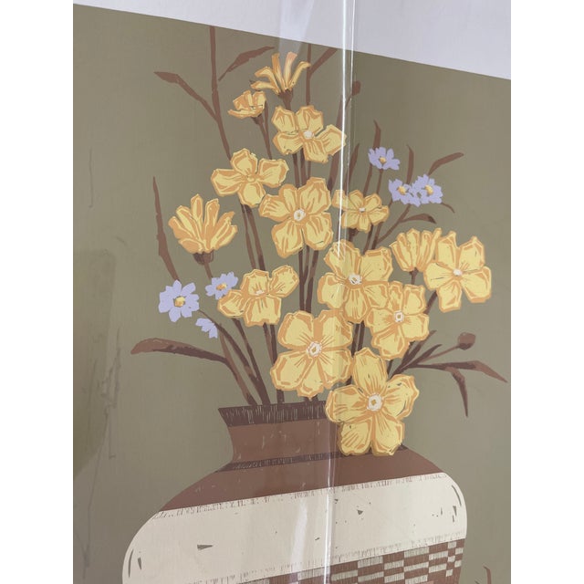 Late 20th Century Apache Motif" Limited Edition Serigraph Print by C. Sanderson - Southwestern Still Life With Yellow Flowers and Pottery Vase For Sale - Image 9 of 11