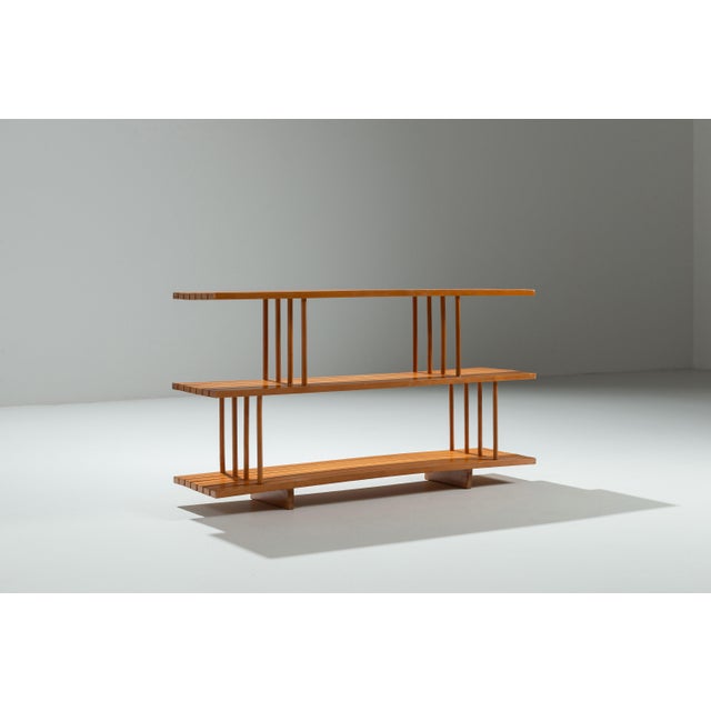 1970s Mid-Century Modern Three Tier Wooden Shelving Unit, 1970s For Sale - Image 5 of 13