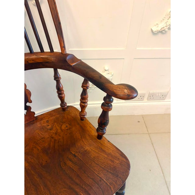 Antique English Yew Wood Windsor Hoop Back Armchair, 1860 For Sale - Image 9 of 15