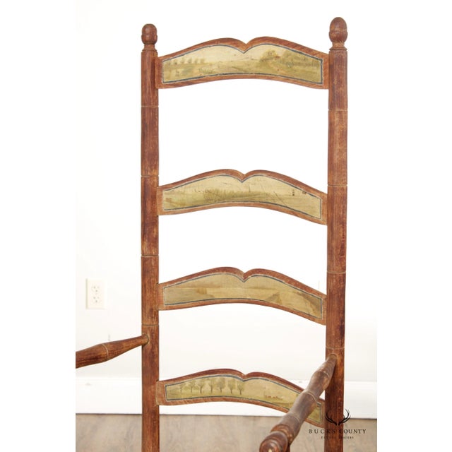 Antique 18th Century Swedish Country Painted Ladderback Armchair For Sale - Image 10 of 13