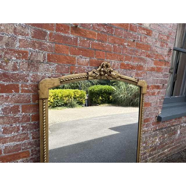Large Antique 19th Century English Gilt Overmantle Mirror with Shaped Top For Sale - Image 6 of 7