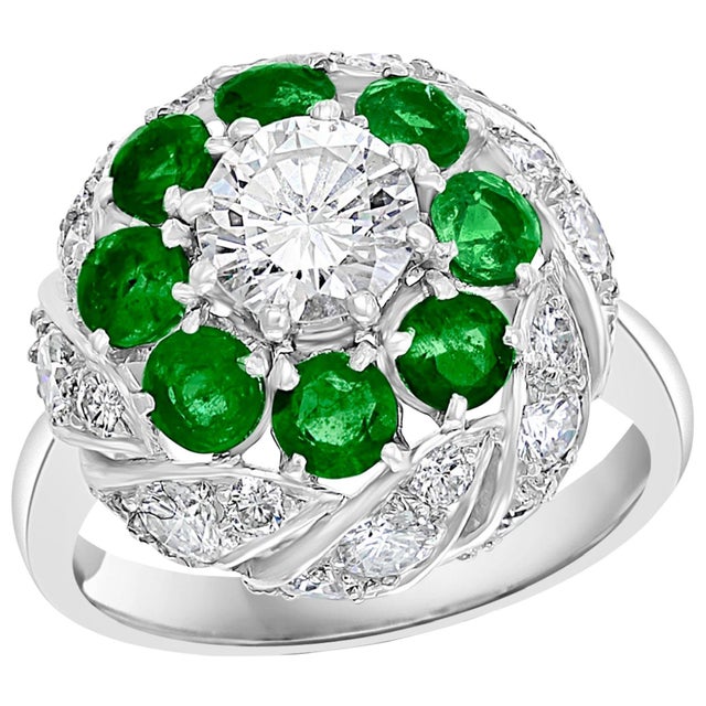 Antique Victorian Emerald and Solitaire Diamond Ring in Platinum Estate For Sale - Image 15 of 18