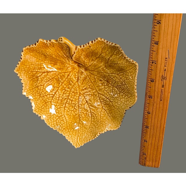 Red Late 20th Century Three Grape Leaf Colorful Dishes Bordallo Pinheiro Portugal Red, Yellow, Green For Sale - Image 8 of 9